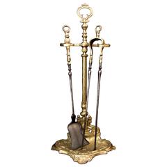 Set of 19th Century Cast Iron and Brass Fire Tools