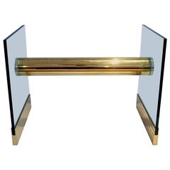 1970s Striking Brass and Glass Dining Table/Desk Base by Leon Rosen for Pace