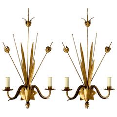 Large Pair of 1960s Sconces by Maison FlorArt