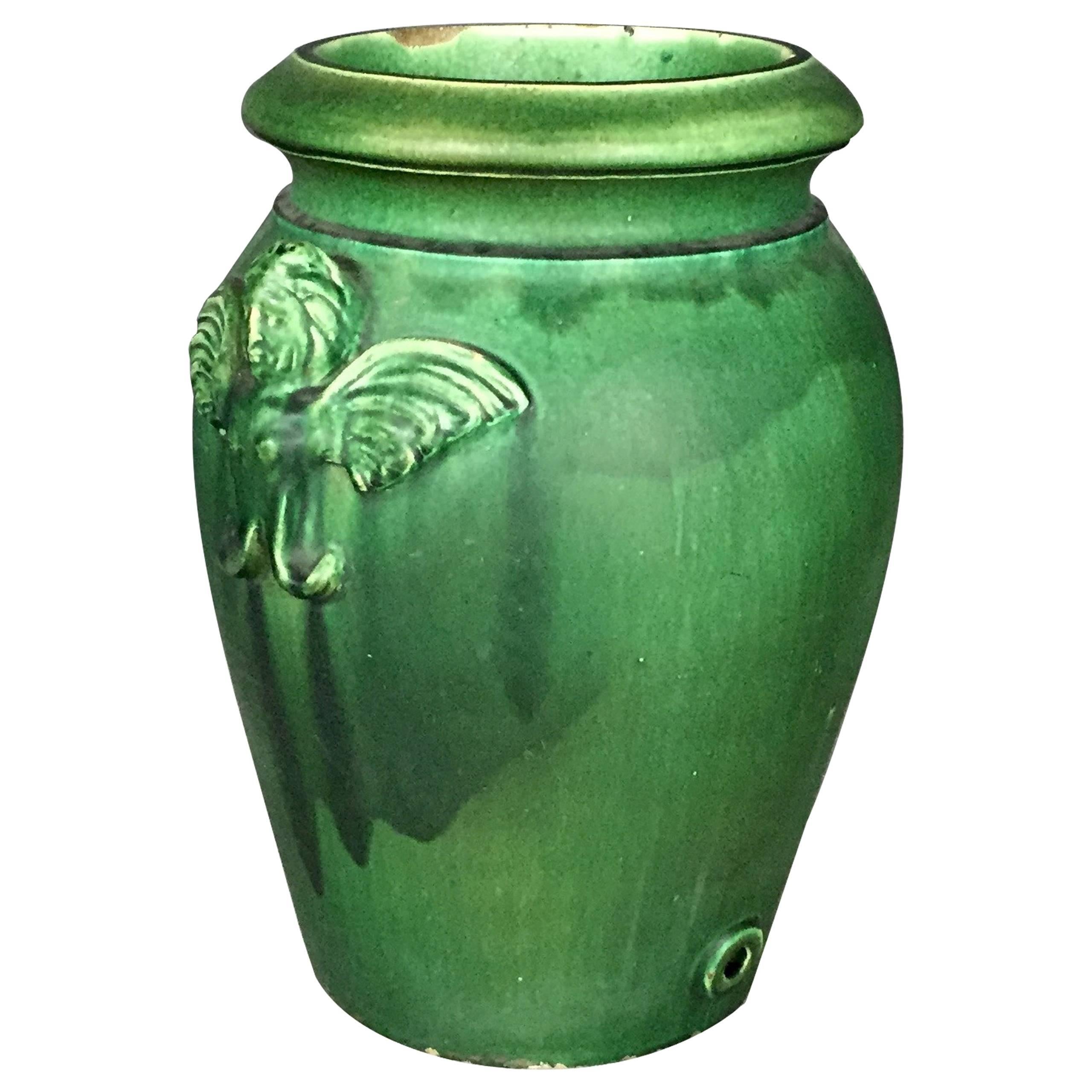 Glazed Stoneware Arts and Crafts Oil Jar, after Grueby, Early 1900s