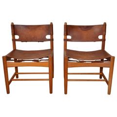Pair of Børge Mogensen Leather Hunting Chairs Model 3237