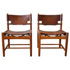 Pair of Børge Mogensen Leather Hunting Chairs Model 3237