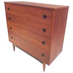 1950s American Modern Mid-Century Walnut Tall Dresser Chest