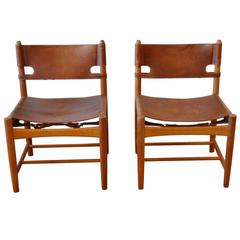 Pair of Børge Mogensen Leather Hunting Chairs Model 3237