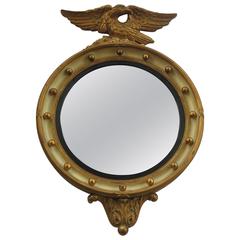 19th Century Convex Mirror, Mid-Size, Eagle Crest, English Regency, circa 1870