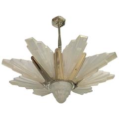Monumental French Art Deco Chandelier Signed by Degué