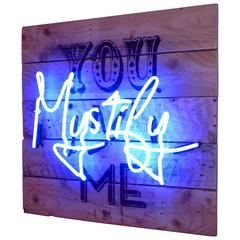 "You Mystify Me" Stencil and Text on Reclaimed Wooden Backing