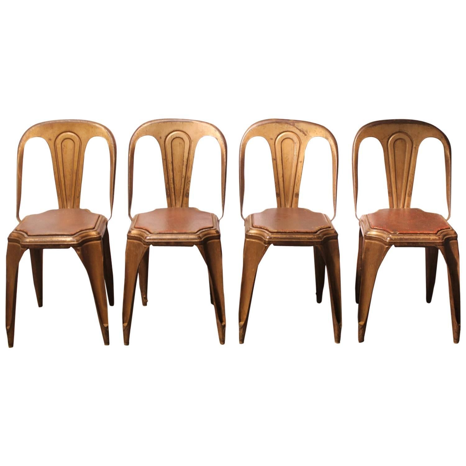 Art Deco Belgian Industrial Metal Chairs By Fibrocit For Sale