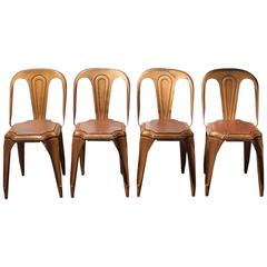 Art Deco Belgian Industrial Metal Chairs By Fibrocit