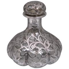 Antique Sterling Silver Overlay Perfume Bottle, 1890