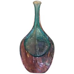 Cenedese Purple and Aqua Marine Murano Glass Vase, Italy, 1970s