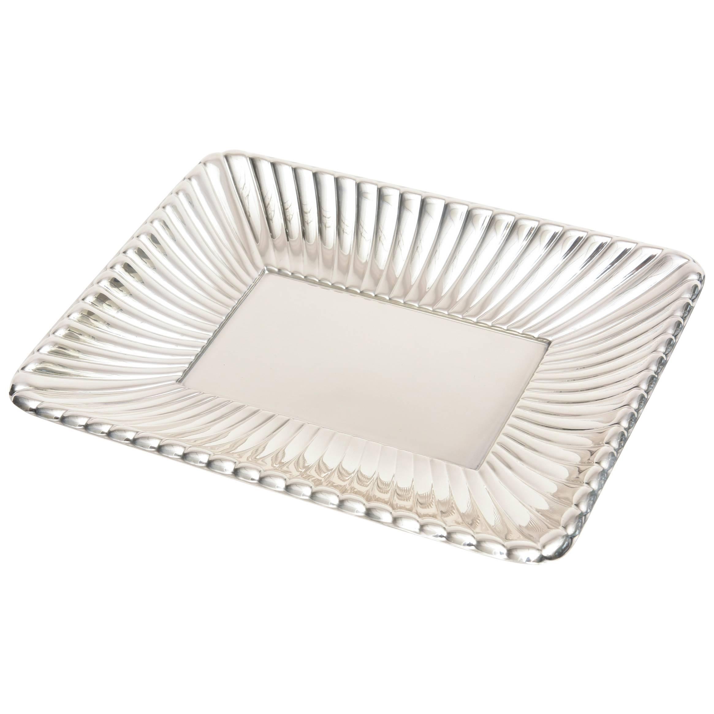  Reed and Barton Sterling Silver Ribbed Serving Tray/ Dish