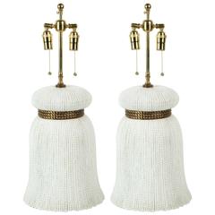 Retro Pair of Large Ceramic "Tassel" Lamps