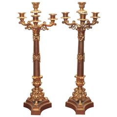 Pair of Charles X Gilt Bronze Four-Light Candelabras