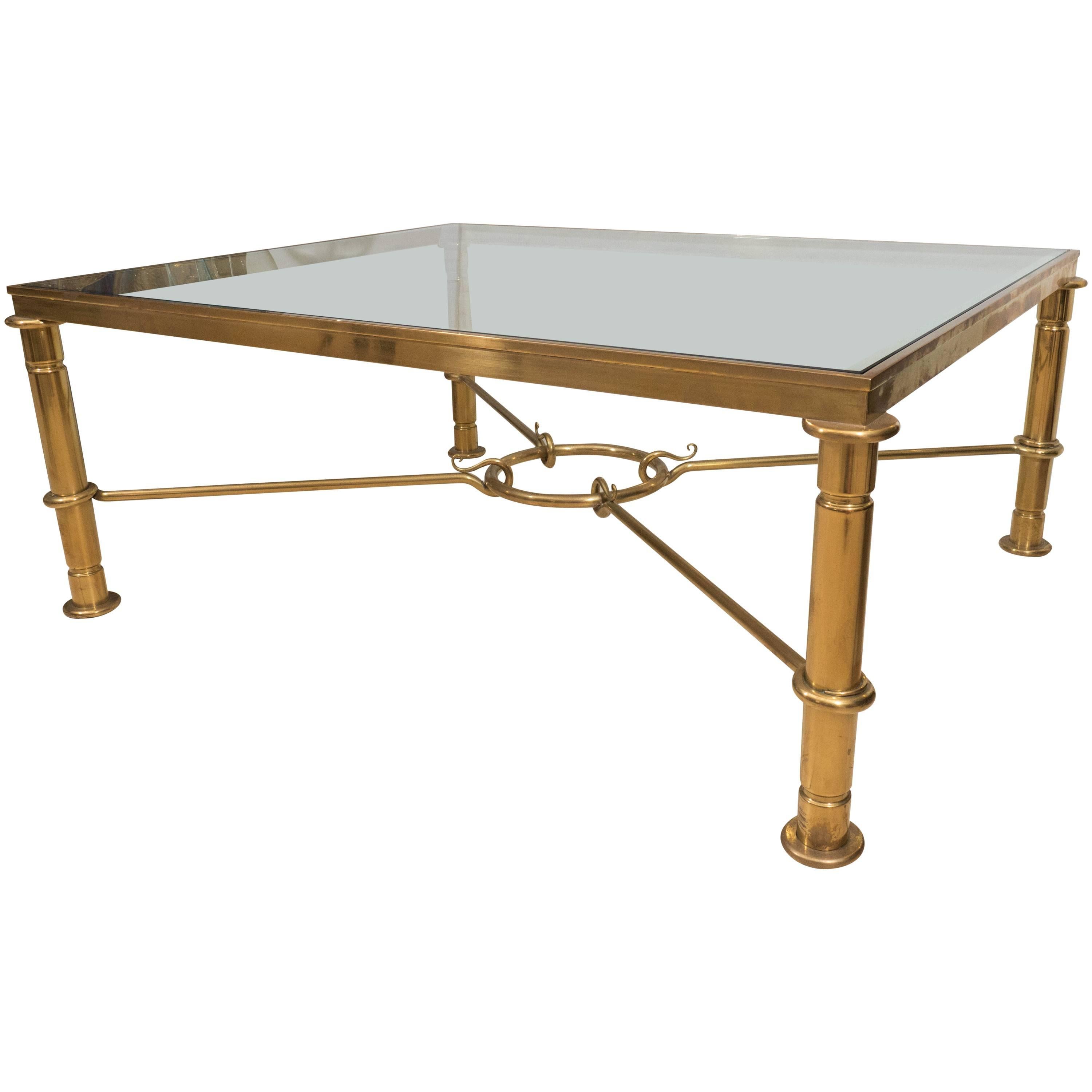 Brass coffee table with cross bar design