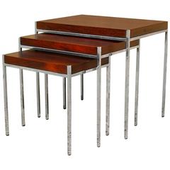 Rosewood and Chrome Nesting Tables