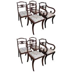 Antique Set of Eight Regency Style Dining Room Chairs, circa 1890, England