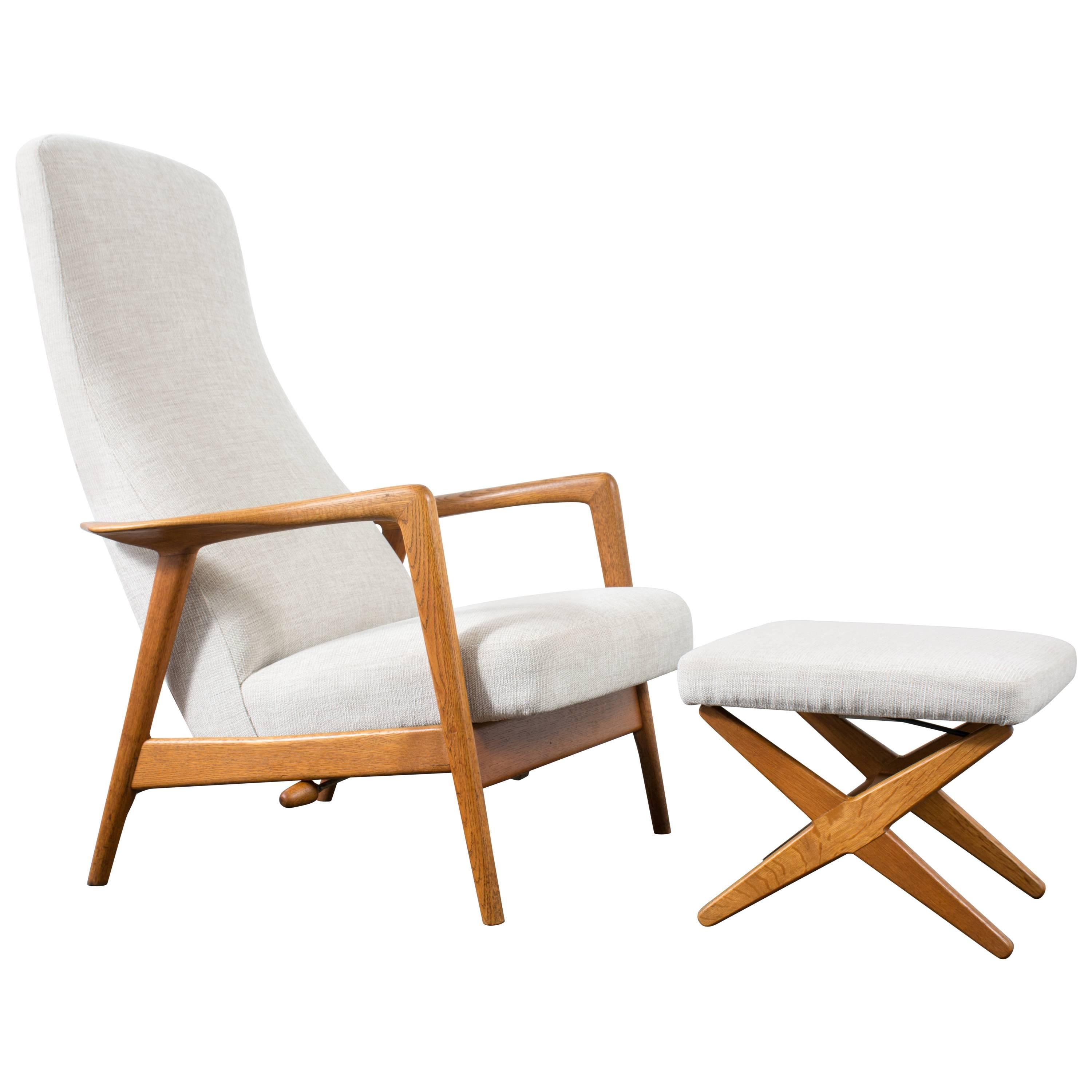 Vintage Mid-Century Lounge Chair and Ottoman by Folke Ohlsson