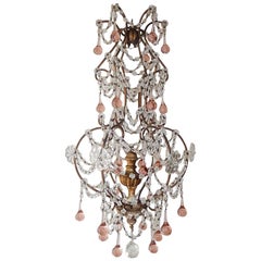 French Pink Drops Macaroni Bead Swags Chandelier