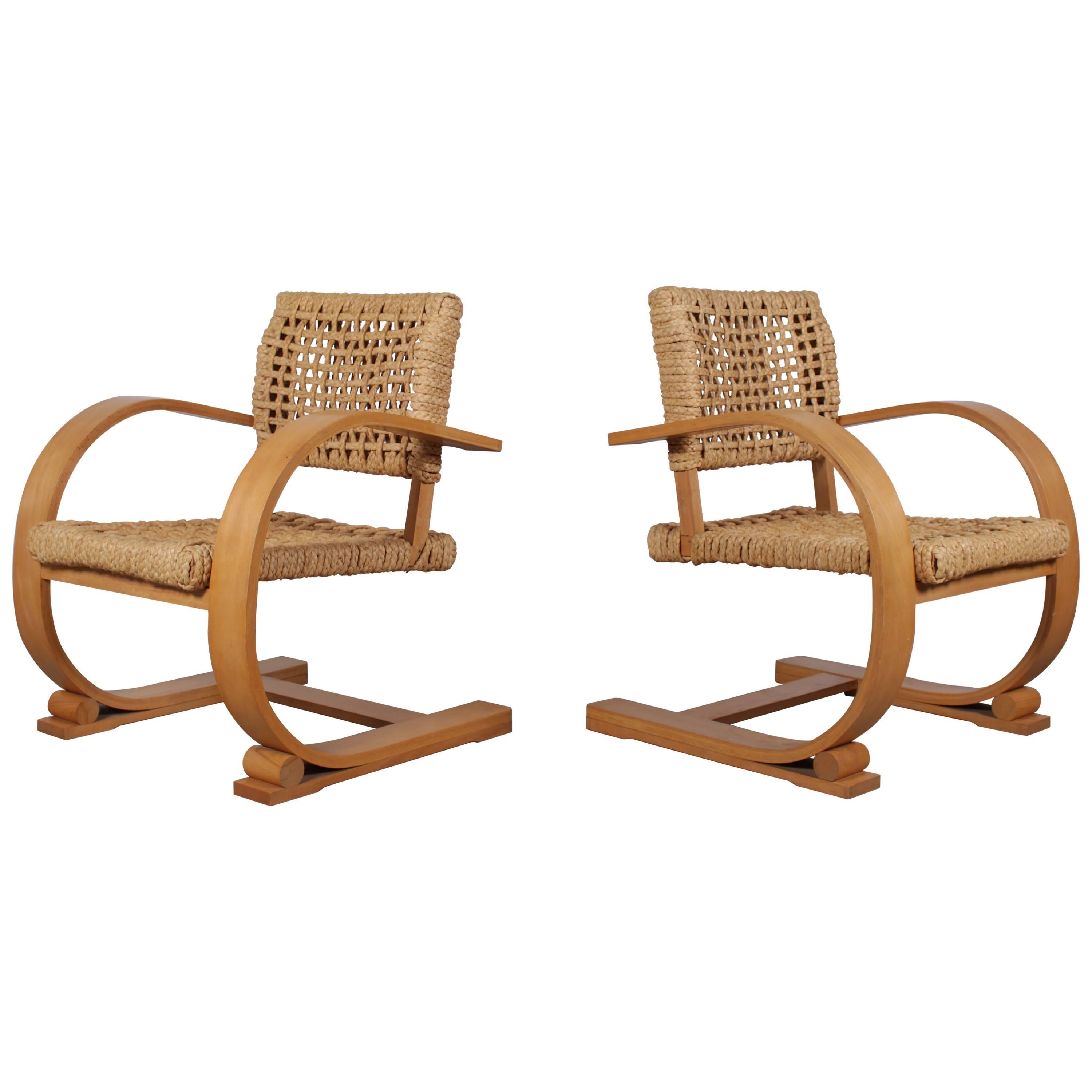 Pair of Rope Chair by Audoux-Minet for Vibo Vesoul For Sale