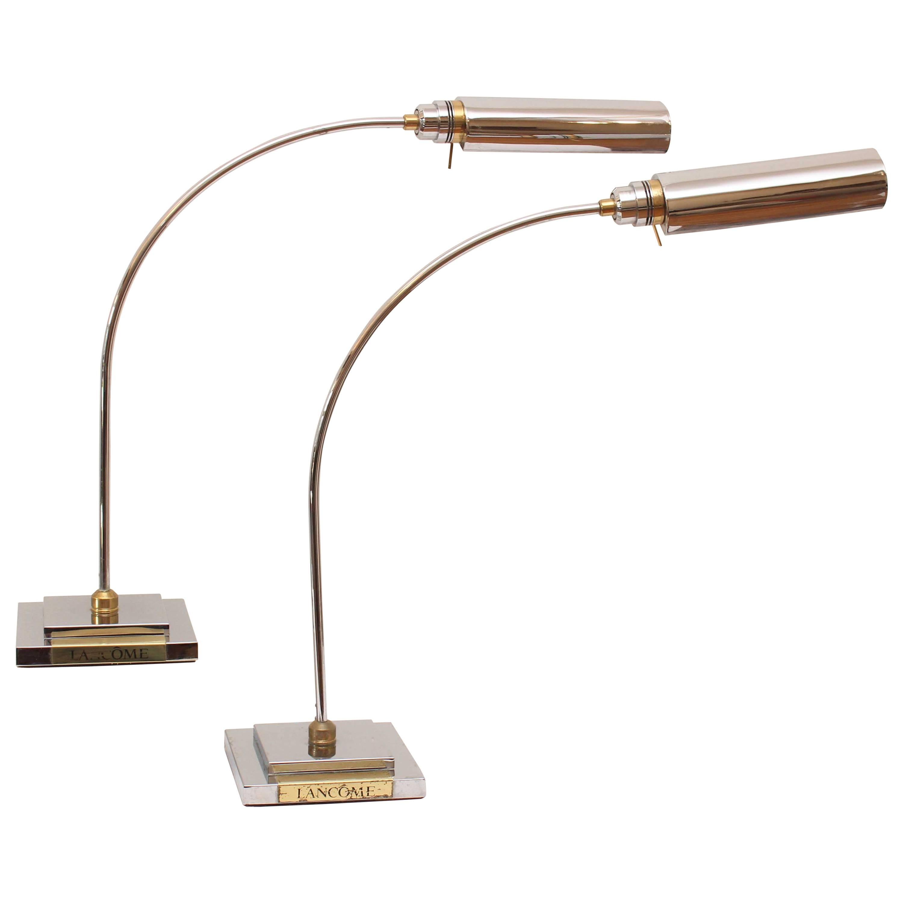 Chrome and Brass Arc Lamps for Lancome For Sale