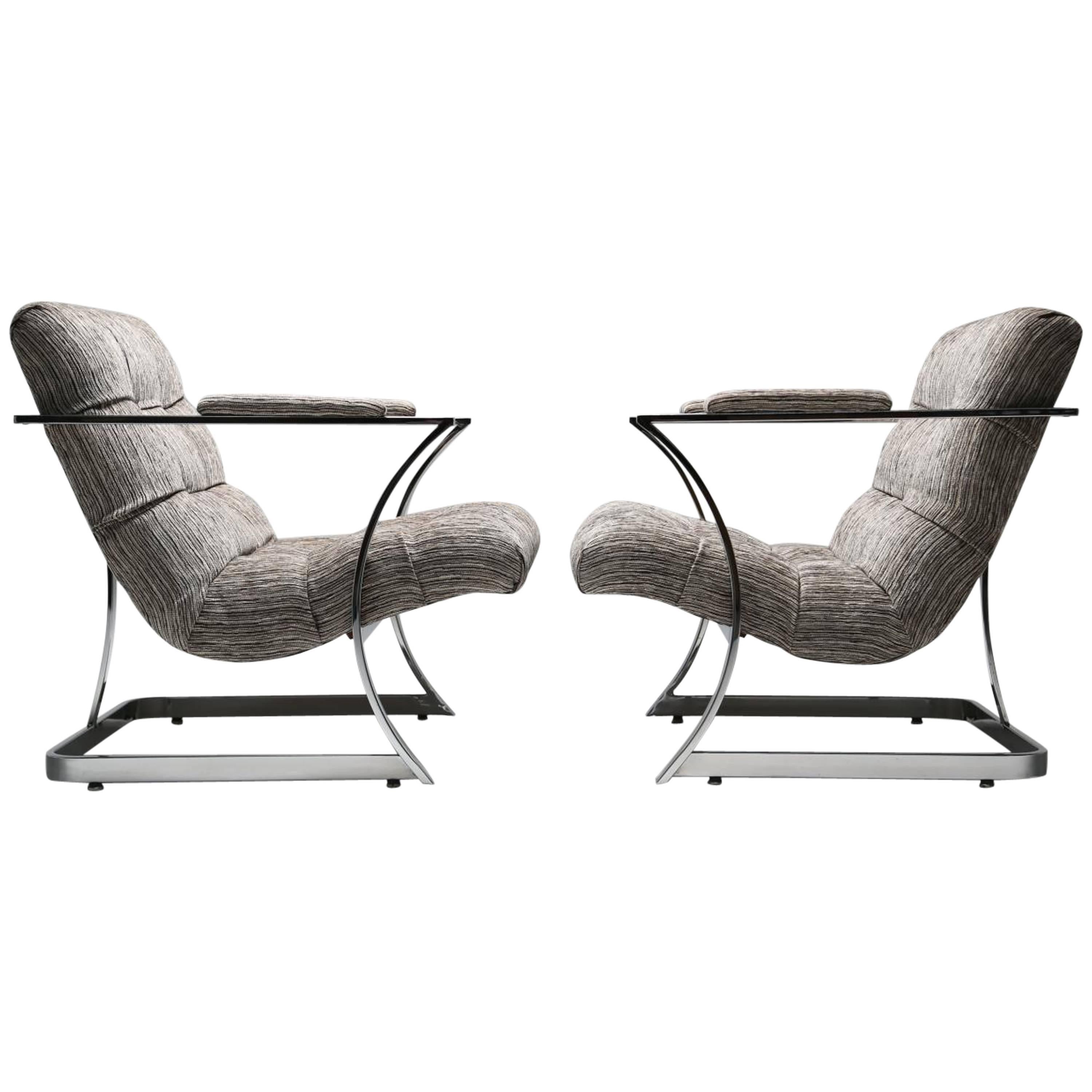 Mid-century Lounge Chairs, Milo Baughman Style