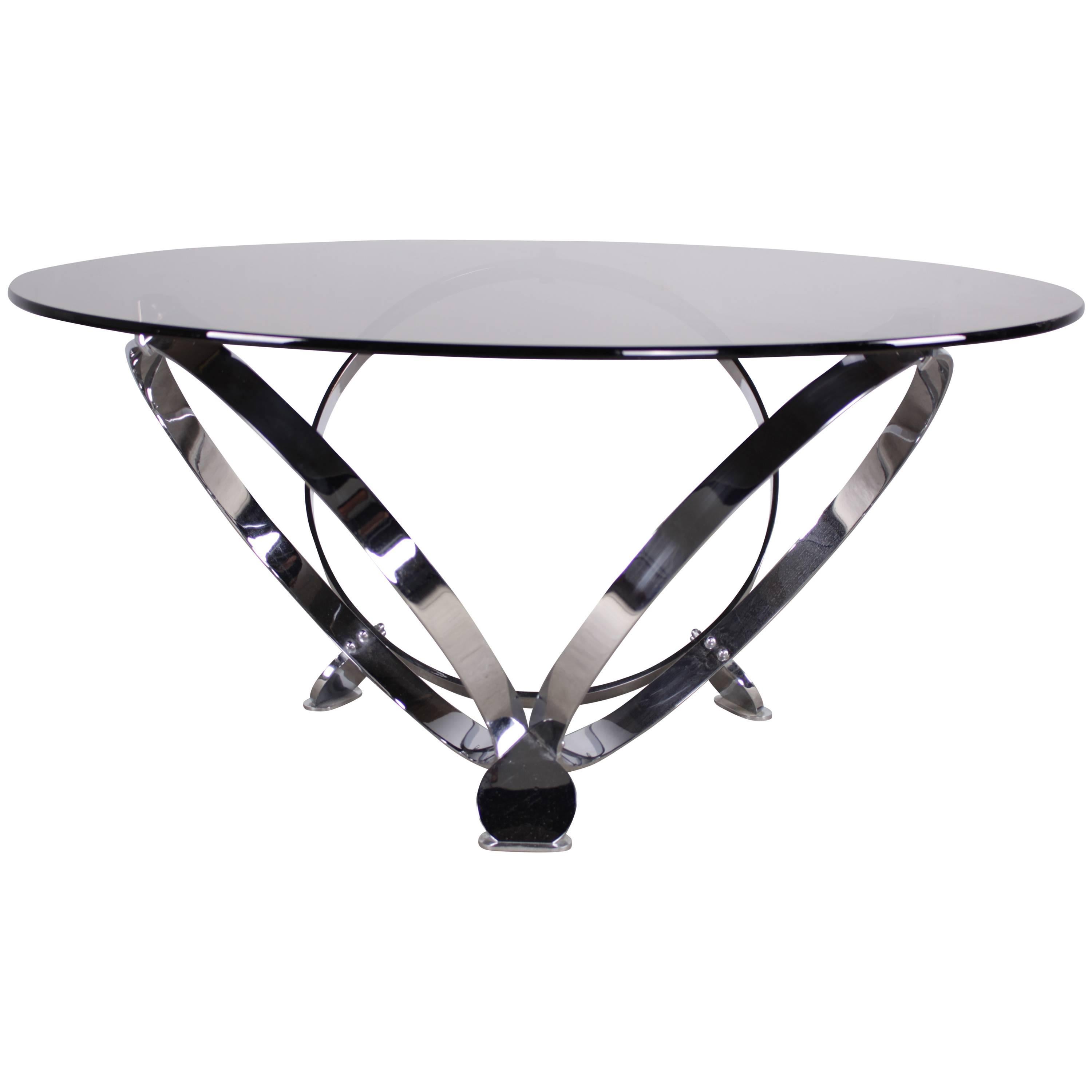 Atomic Style Chrome Rings Coffee Table For Sale
