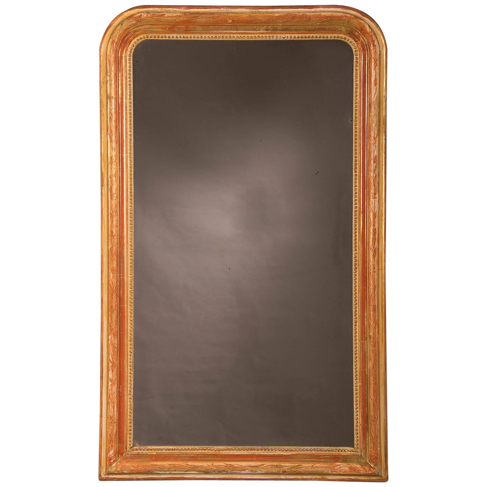 Louis Philippe Style Antique French Gold Leaf Mirror, circa 1880 For Sale
