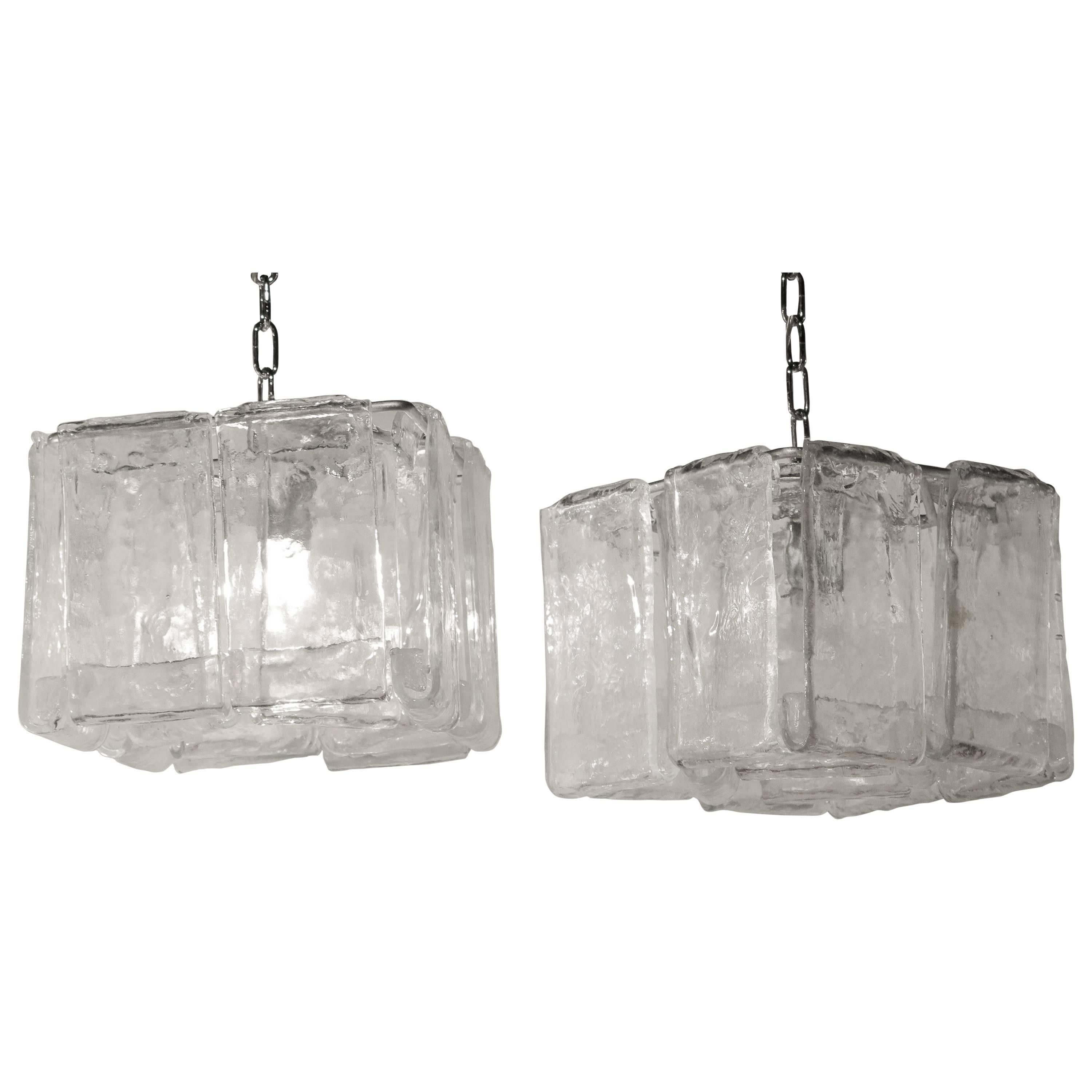Paar Kronleuchter oder Laternen aus Fratelli-Kristall aus Murano, 1970er Jahre im Angebot