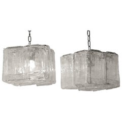 Vintage 1970s Pair of Chandeliers or Lantern by Fratelli Crystal of Murano