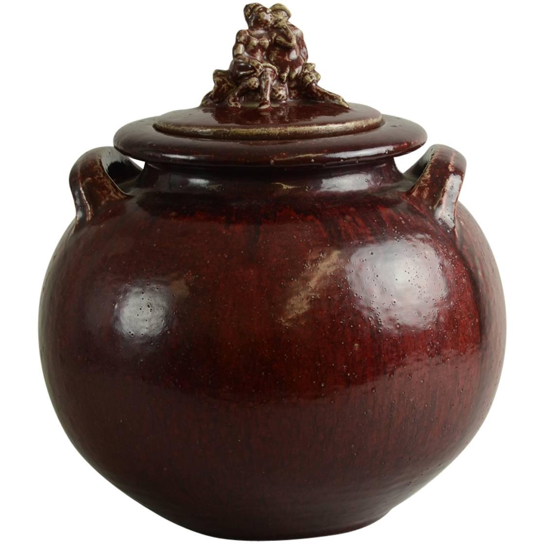 Large Jar with Oxblood Glaze by Bode Willumsen for Royal Copenhagen For Sale