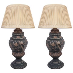 Pair of 19th Century Chinoiserie Decorated Wooden Finials as Lamps