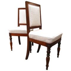 Pair of French Walnut Chairs with Square Backs