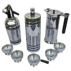 Retro Chase Chrome Six-Piece Bar Set and Sparklets Seltzer Bottle and Pouring Jug