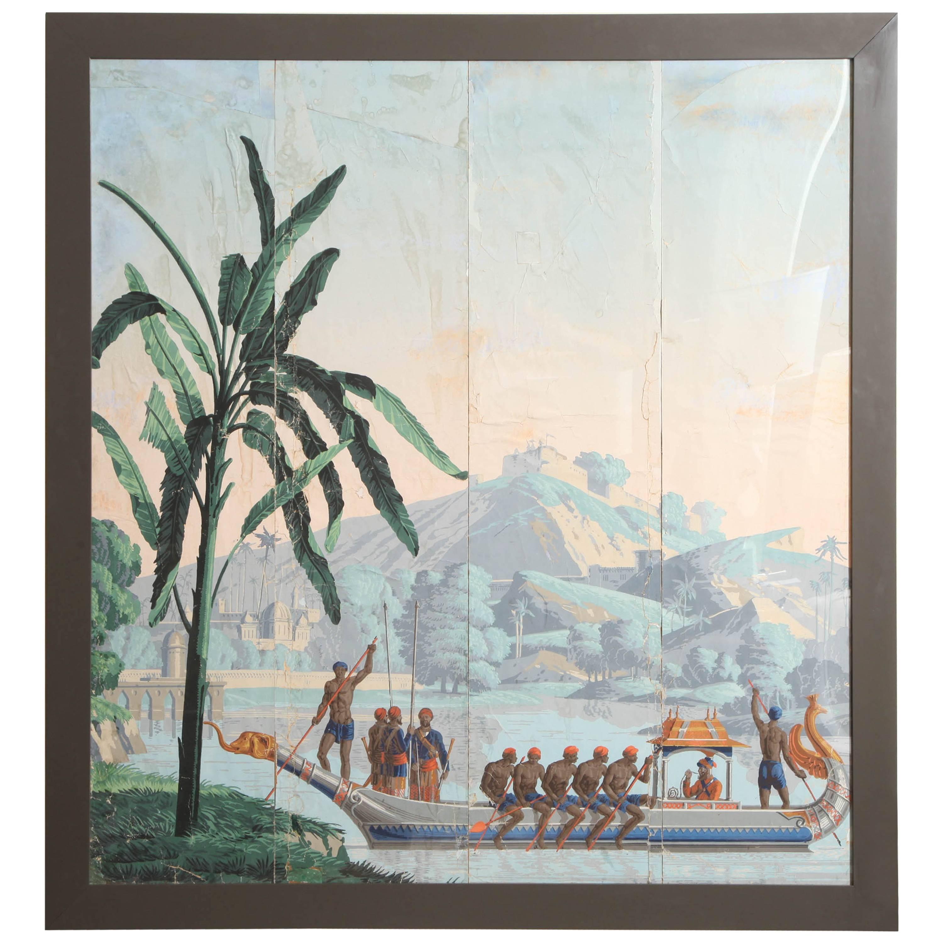Framed Zubar Wallpaper Panel, French circa 1810