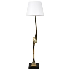 Gilt Brass Floor Lamp by Claude Santarelli, circa 1975