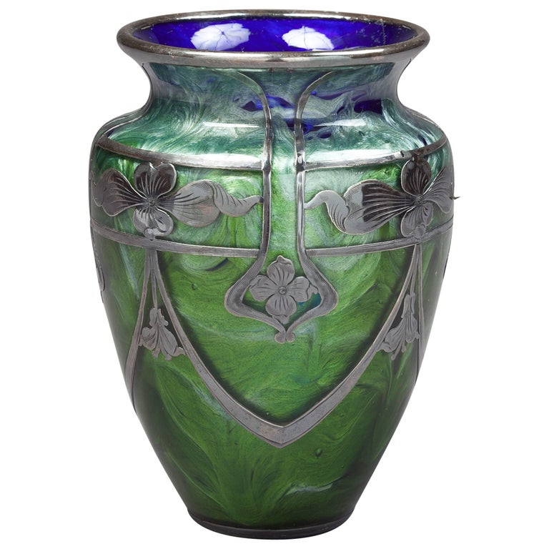 Loetz Glass Vase with Sterling Silver Overlay, circa 1900 For Sale at  1stDibs