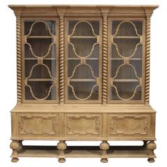 1920s Swedish Bleached Oak Display Cabinet
