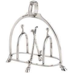 Equestrian Silver Toast or Letter Rack by Makers Walker & Hall 1918