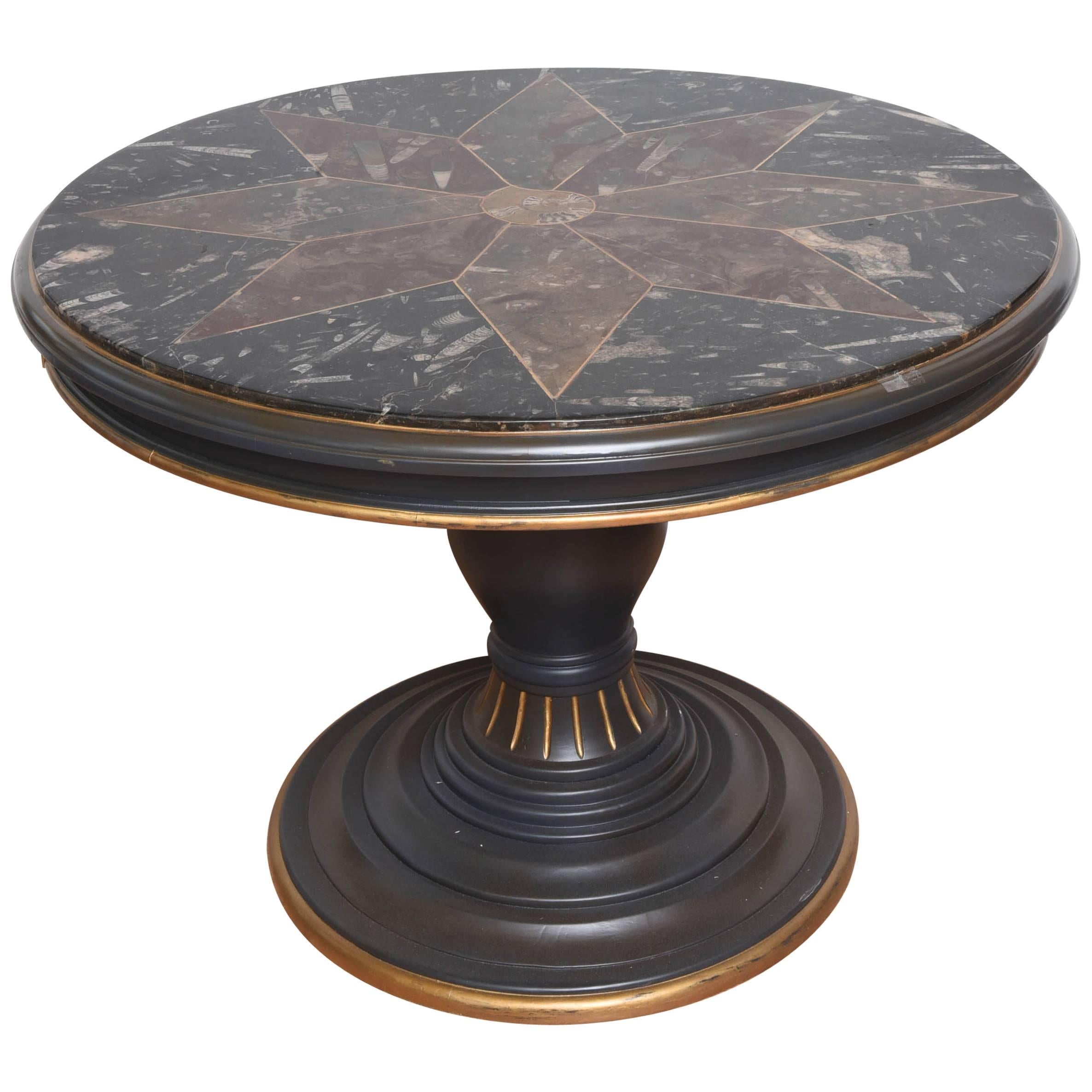 Early 20th Century Specimen Center Table with Fossils Top
