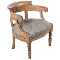 Period Louis Philippe Barrel Back Solid Elm Desk Chair or Bergere