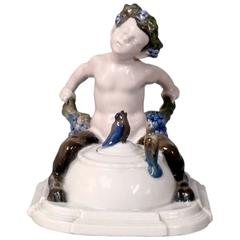 "Symphonie" Art Nouveau Rosenthal Porcelain Faun Inkwell, by Liebermann 3