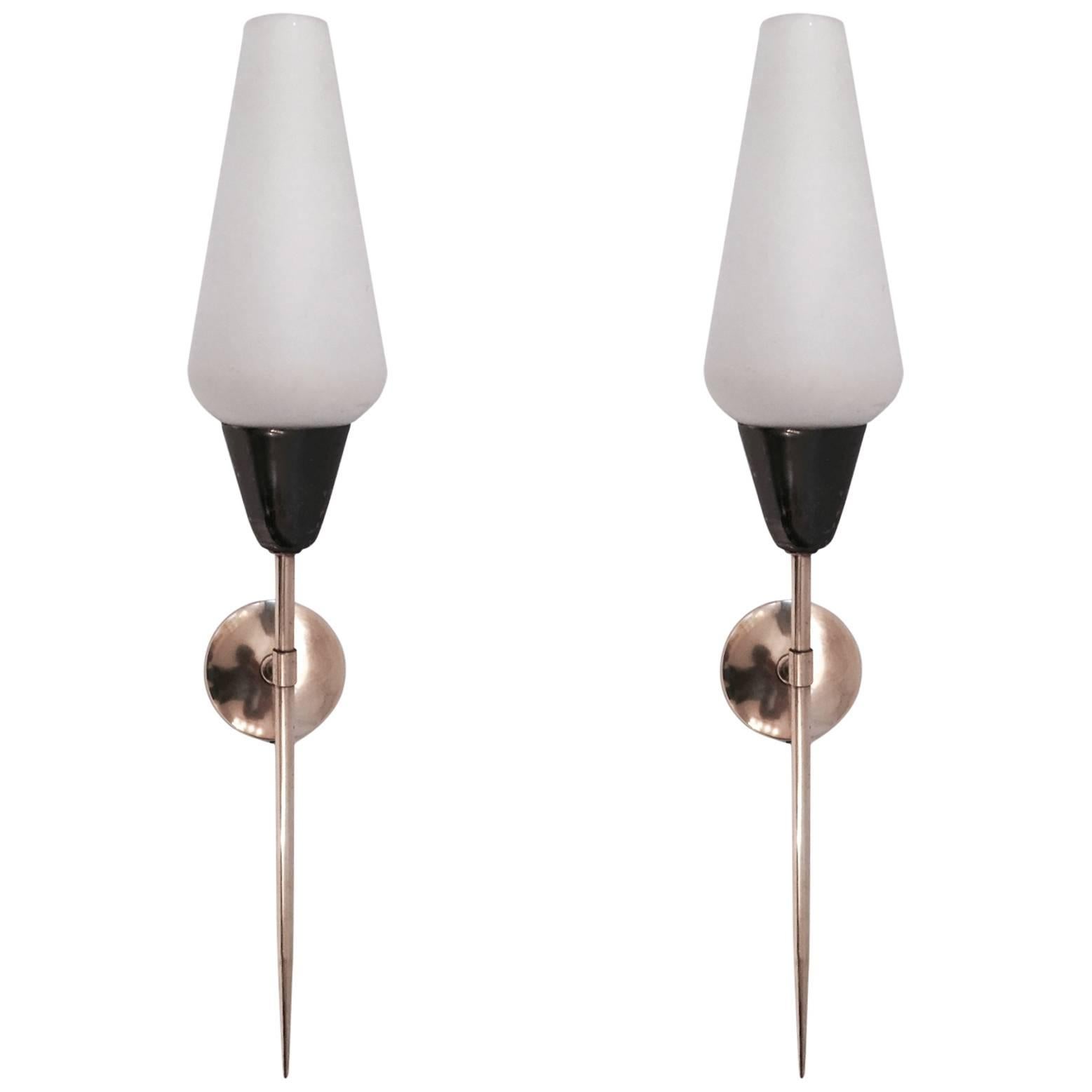 Pair of 1950s "Flare" Sconces by Maison Lunel