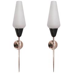 Pair of 1950s "Flare" Sconces by Maison Lunel