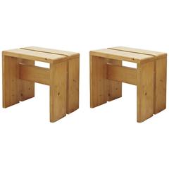 Pair of Charlotte Perriand Stool for Les Arcs 8
