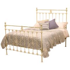 Antique Cream Double Brass and Iron Bed, MD35