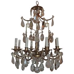 Outstanding Bagues French Rock Crystal Gilt Chinoiserie Pagoda Form Chandelier
