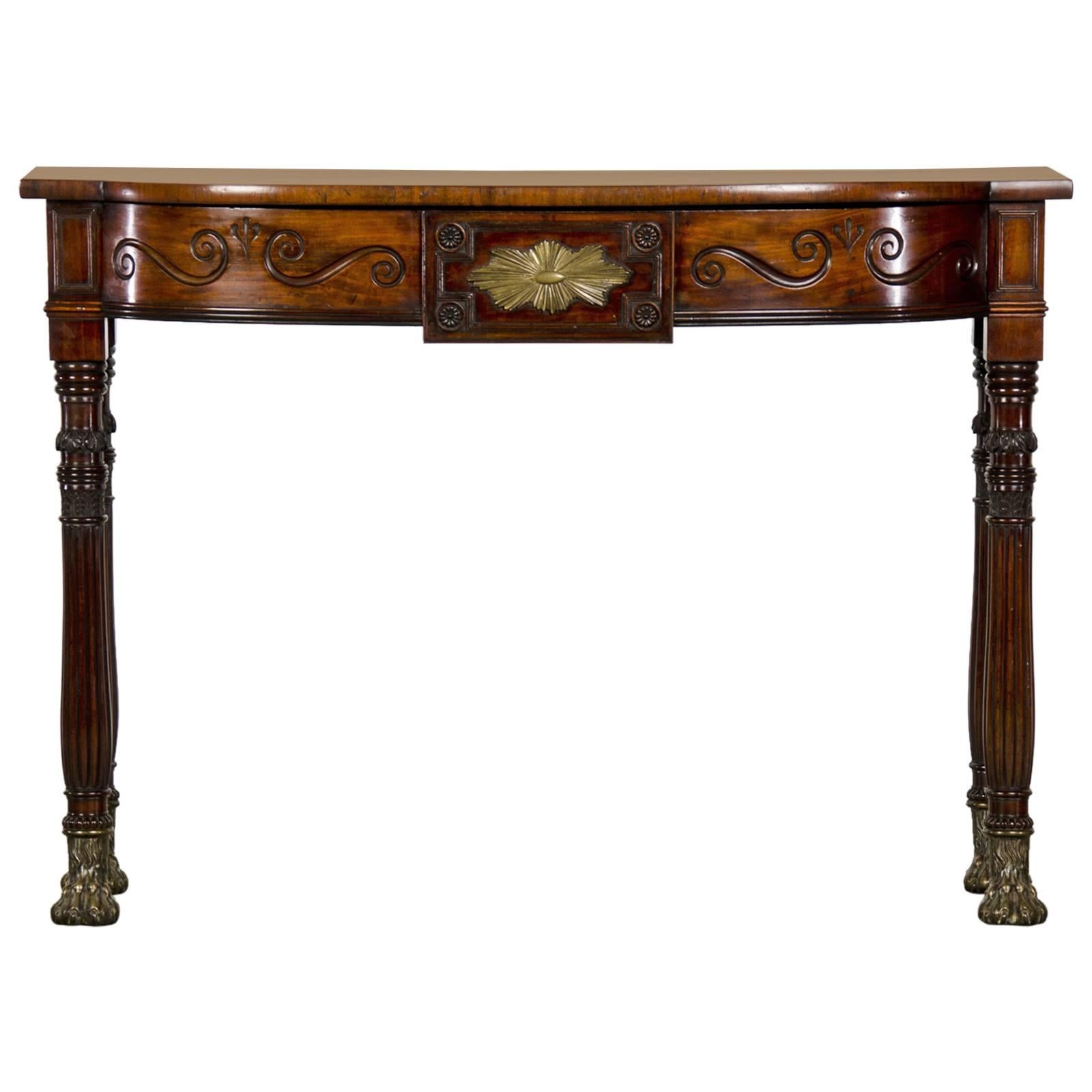 George Bullock Style William IV Period Antique English Mahogany Console Table For Sale