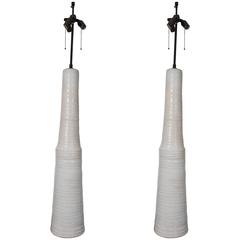 Pair of Tall White ‘Mobach, ’ Floor Lamps, Holland, circa 1950