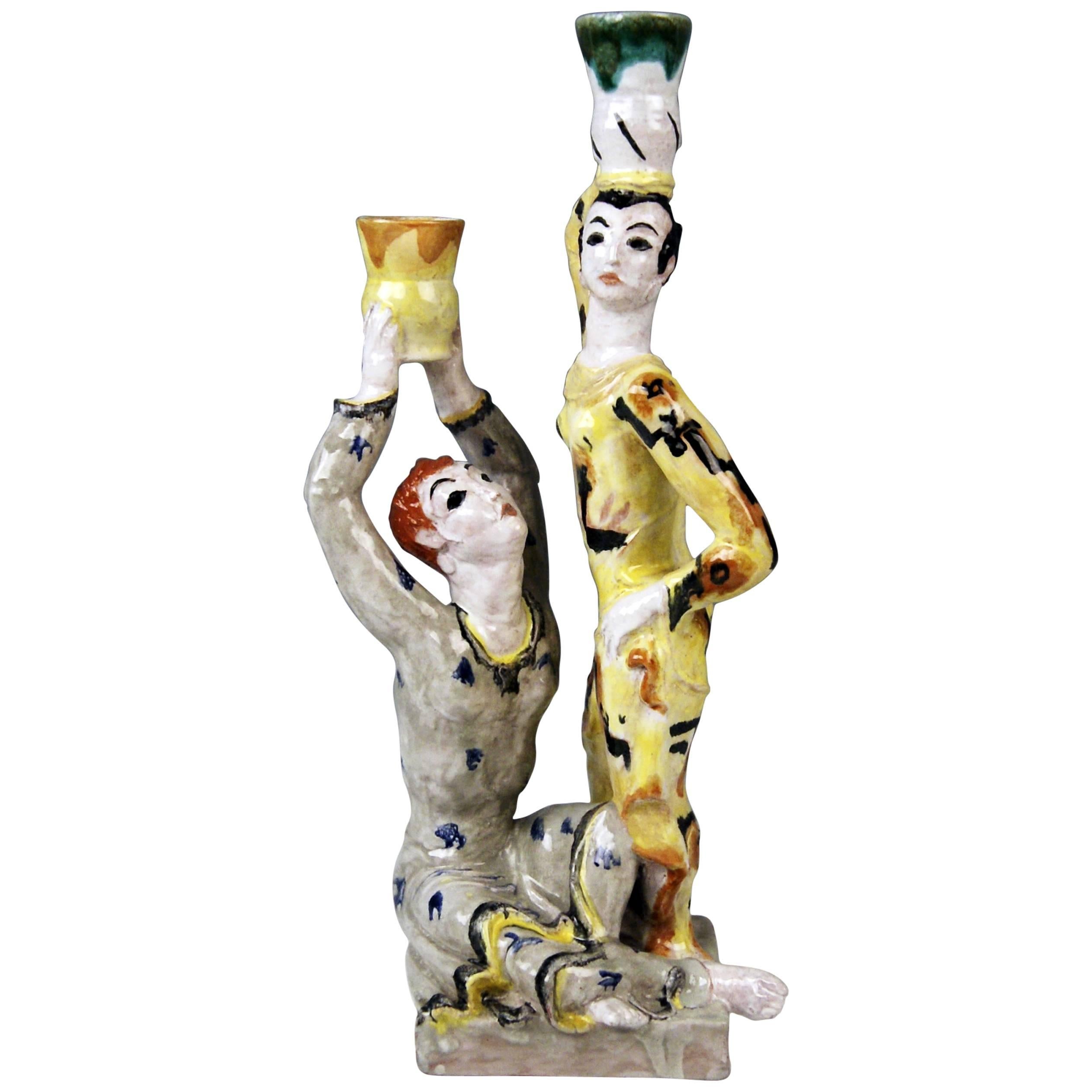 TWO FIGURINES WITH VESSELS ERNA KOPRIVA EXPRESSIONISM WIENER WERKSTAETTE c.1927